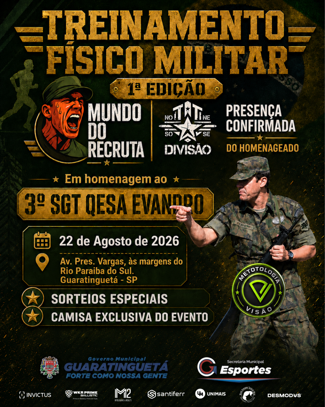 Corridão 1ª Edição — Mundo do Recruta e Divisão. Em homenagem ao 3º SGT QESA Evandro. 22 de Agosto de 2026.